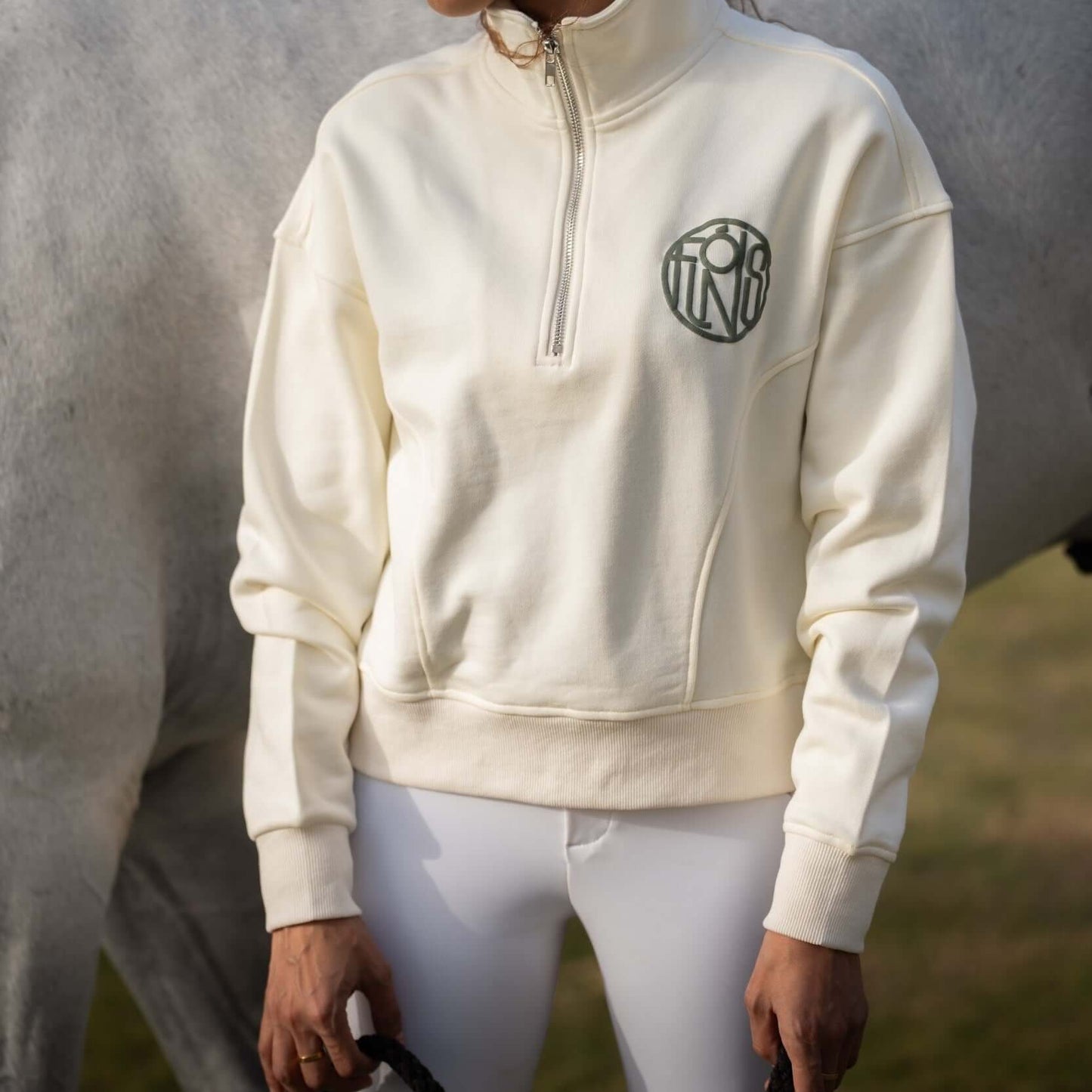 FLÓNS Quarter-Zip Sweater Creamy Beige